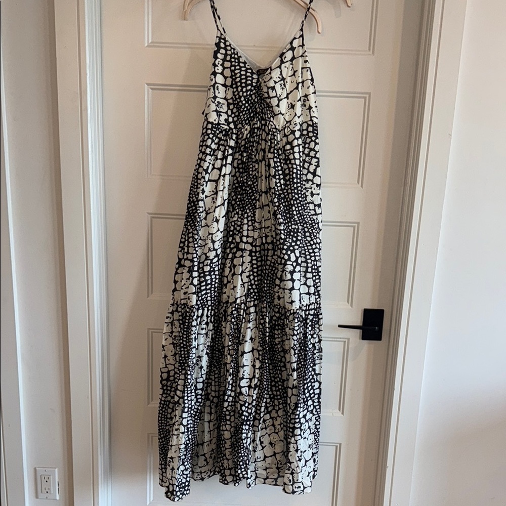 Twin-Set Black and White Spaghetti Strap Maxi Sundress